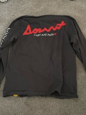 Zumiez Long-Sleeve Graphic Tee in Charcoal with Red Logo